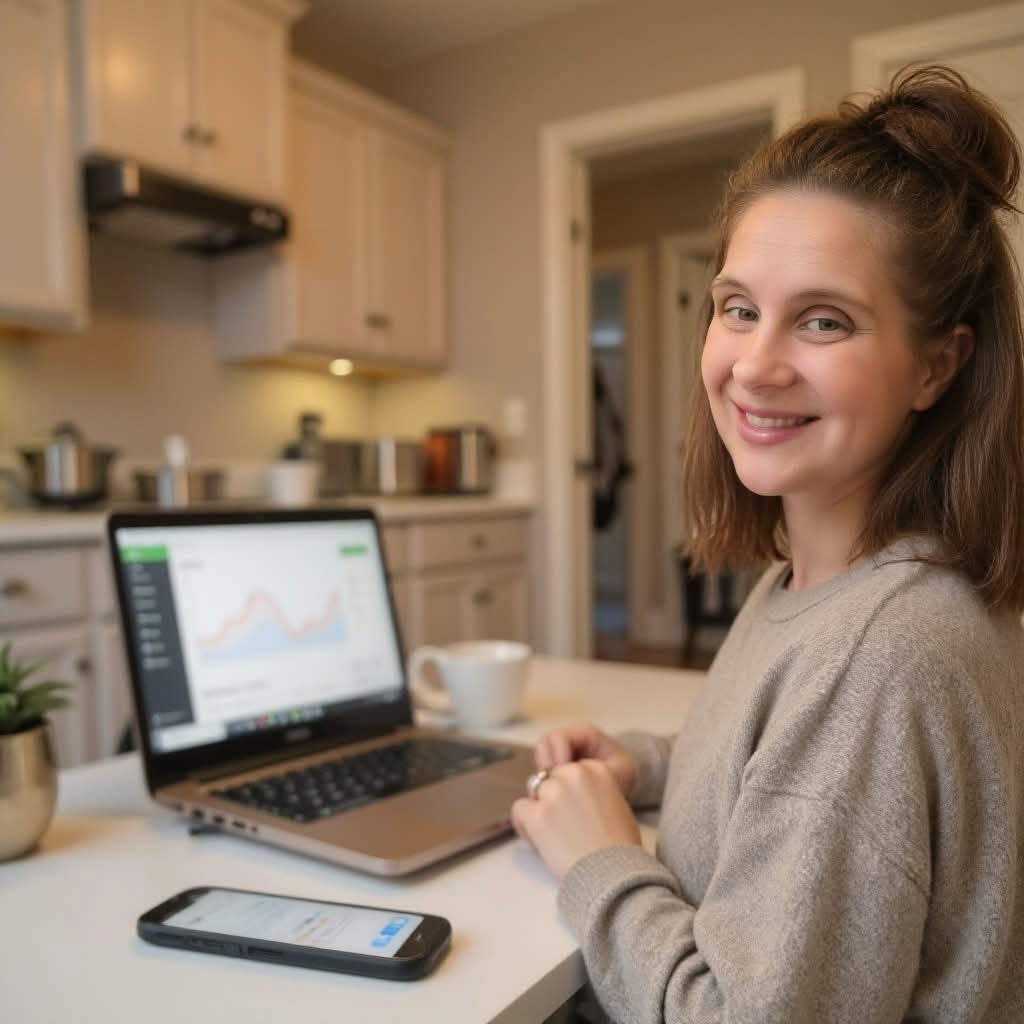 Sarah in her kitchen at home